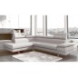Canapé d'angle en cuir italien 6 places MODA, blanc, angle gauche