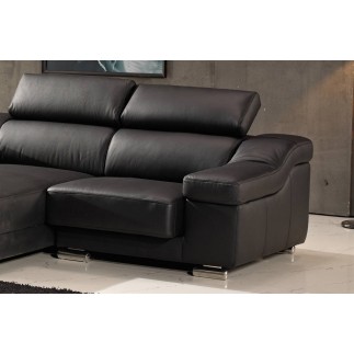 Canapé d'angle en cuir buffle italien de luxe ZENDO, noir, angle gauche