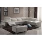 Canapé d'angle relax en cuir buffle italien, de luxe RELAXINO, blanc, angle droit, 7/8 places