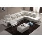 Canapé d'angle relax en cuir buffle italien, de luxe RELAXINO, blanc, angle droit, 7/8 places