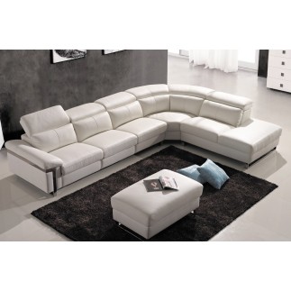 Canapé d'angle relax en cuir buffle italien, de luxe RELAXINO, blanc, angle droit