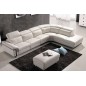 Canapé d'angle relax en cuir buffle italien, de luxe RELAXINO, blanc, angle droit, 7/8 places
