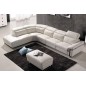 Canapé d'angle relax en cuir buffle italien de luxe RELAXINO, blanc, angle gauche, 7/8 places