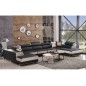 Canapé d'angle en cuir buffle italien de luxe 8/9 places GIANT, noir et blanc Canapé d'angle en cuir buffle italien de luxe 8/9 places GIANT, noir et blanc