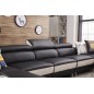 Canapé d'angle en cuir buffle italien de luxe 8/9 places GIANT, noir et blanc Canapé d'angle en cuir buffle italien de luxe 8/9 places GIANT, noir et blanc