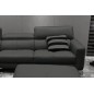 Canapé d'angle en cuir buffle italien de luxe 5 places ARMANO, gris foncé, angle gauche