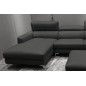 Canapé d'angle en cuir buffle italien de luxe 5 places ARMANO, gris foncé, angle gauche