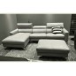 Canapé d'angle en cuir buffle italien de luxe 5 places ARMANO, gris clair, angle gauche