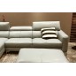 Canapé d'angle en cuir buffle italien de luxe 5 places ARMANO, gris clair, angle gauche