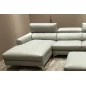 Canapé d'angle en cuir buffle italien de luxe 5 places ARMANO, gris clair, angle gauche