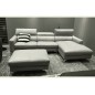 Canapé d'angle en cuir buffle italien de luxe, 5 places ARMANO, gris clair, angle droit