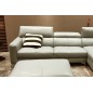 Canapé d'angle en cuir buffle italien de luxe, 5 places ARMANO, gris clair, angle droit