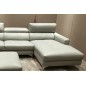 Canapé d'angle en cuir buffle italien de luxe, 5 places ARMANO, gris clair, angle droit