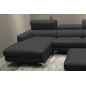 Canapé d'angle en cuir buffle italien de luxe 5 places ARMANO, noir, angle gauche