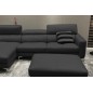 Canapé d'angle en cuir buffle italien de luxe 5 places ARMANO, noir, angle gauche