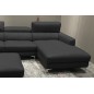 Canapé d'angle en cuir buffle italien de luxe, 5 places ARMANO, noir, angle droit