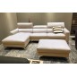 Canapé d'angle en cuir buffle italien de luxe 5 places ARMANO, beige, angle gauche