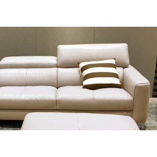 Canapé d'angle en cuir buffle italien de luxe 5 places ARMANO, beige, angle gauche