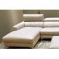 Canapé d'angle en cuir buffle italien de luxe 5 places ARMANO, beige, angle gauche
