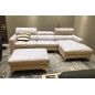 Canapé d'angle en cuir buffle italien de luxe, 5 places ARMANO, beige, angle droit