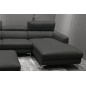 Canapé d'angle en cuir buffle italien de luxe, 5 places ARMANO, gris foncé, angle droit