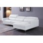 Canapé d'angle en cuir buffle italien de luxe, 5 places ARMANO, blanc, angle droit