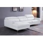 Canapé d'angle en cuir buffle italien de luxe 5 places ARMANO, blanc, angle gauche