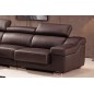 Canapé d'angle cuir buffle italien BONITO, couleur chocolat, angle gauche, 5 places