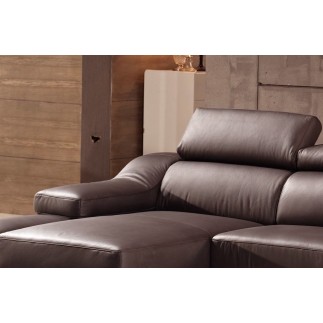 Canapé d'angle cuir buffle italien BONITO, couleur chocolat, angle gauche