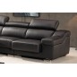 Canapé d'angle cuir buffle italien BONITO couleur noir, angle gauche, 5 places