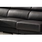 Canapé d'angle cuir buffle italien BONITO couleur noir, angle gauche, 5 places