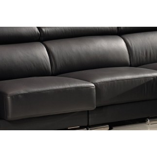 Canapé d'angle cuir buffle italien BONITO, couleur noir, angle droit