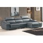 Canapé d'angle cuir buffle italien BONITO, couleur gris foncé, angle droit, 5 places