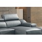 Canapé d'angle cuir buffle italien BONITO, couleur gris foncé, angle droit, 5 places