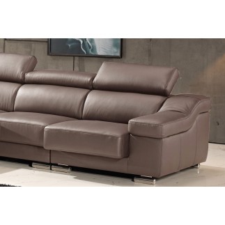 Canapé d'angle cuir buffle italien BONITO, couleur moka, angle gauche, 5 places