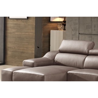 Canapé d'angle cuir buffle italien BONITO, couleur moka, angle gauche