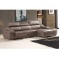 Canapé d'angle cuir buffle italien BONITO, couleur moka, angle droit, 5 places