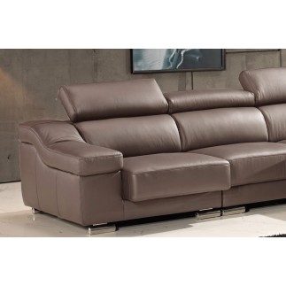 Canapé d'angle cuir buffle italien BONITO, couleur moka, angle droit, 5 places