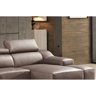 Canapé d'angle cuir buffle italien BONITO, couleur moka, angle droit