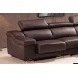 Canapé d'angle cuir buffle italien BONITO, couleur chocolat, angle droit, 5 places