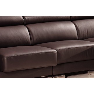 Canapé d'angle cuir buffle italien BONITO, couleur chocolat, angle droit