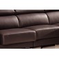 Canapé d'angle cuir buffle italien BONITO, couleur chocolat, angle droit, 5 places