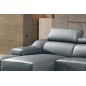 Canapé d'angle cuir buffle italien BONITO, couleur gris foncé, angle gauche, 5 places