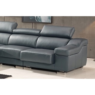 Canapé d'angle cuir buffle italien BONITO, couleur gris foncé, angle gauche