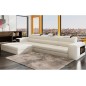 Canapé d'angle en cuir italien 4/5 places ENJOY, blanc, angle gauche
