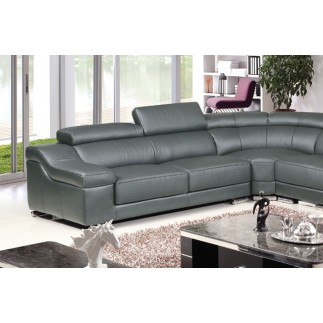 Canapé d'angle en cuir buffle italien de luxe 7 places LONDRES gris foncé, angle gauche