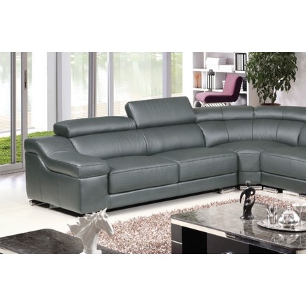 Canapé d'angle en cuir buffle italien de luxe 7 places LONDRES gris foncé, angle gauche