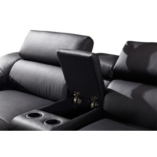 Canapé d'angle en cuir buffle italien de luxe 7 places LONDRES, gris foncé, angle droit