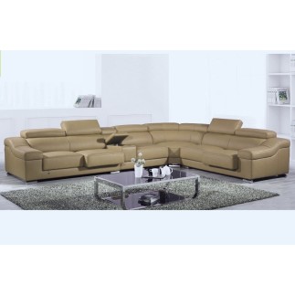 Canapé d'angle en cuir buffle italien de luxe 7 places LONDRES, beige, angle droit,