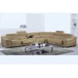 Canapé d'angle en cuir buffle italien de luxe 7 places LONDRES, beige, angle droit,
